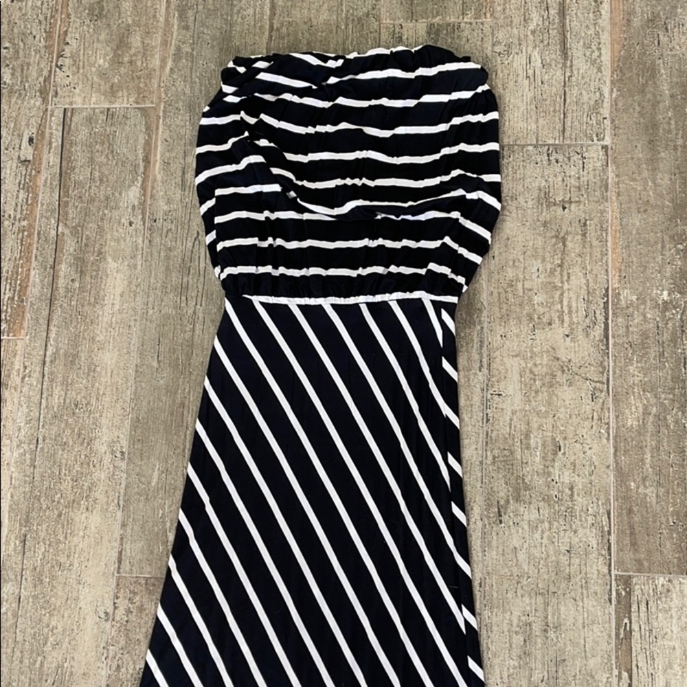Olivaceous strapless maxi dress